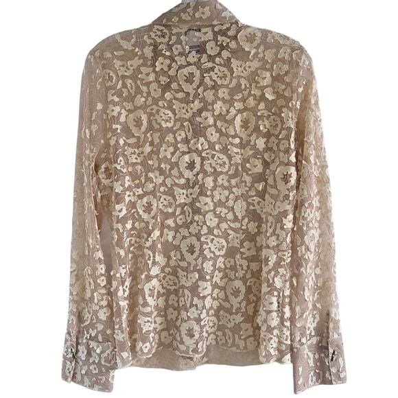 Vintage Lace Mesh Blouse Toggle Buttons sz M ALT to rag & bone Yvette Blouse M - Picture 6 of 7
